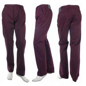 NWT DOPPLEGANGER Sport Chino Trousers Pants Sz. 39 x 33 Burgundy Cotton Mens